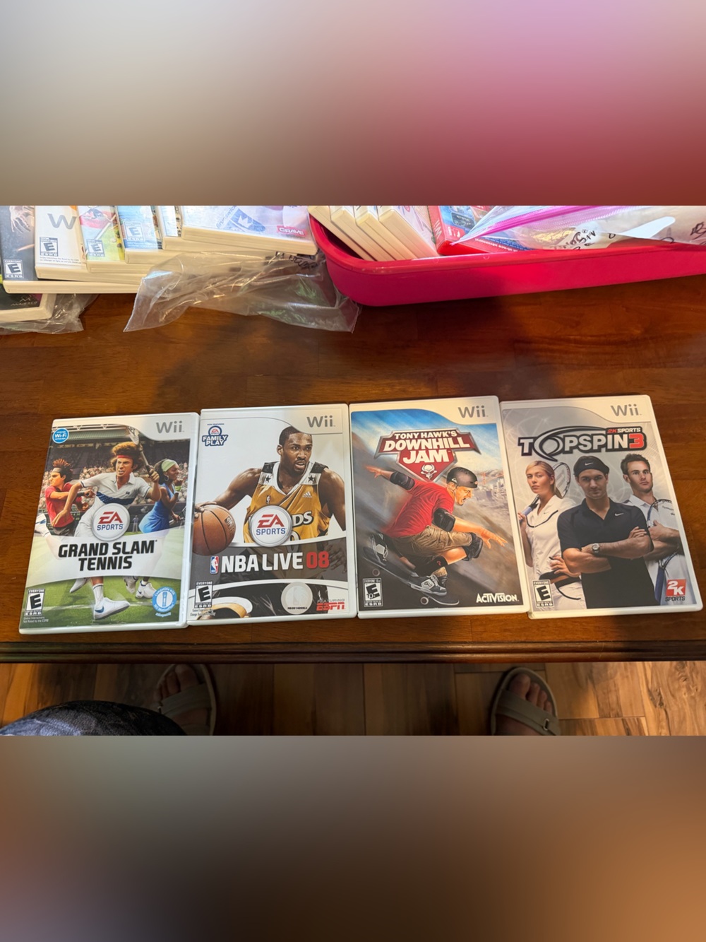 Wii Sports Game Lot - Grand Slam Tennis, NBA Live 08, Downhill Jam, Top Spin 3